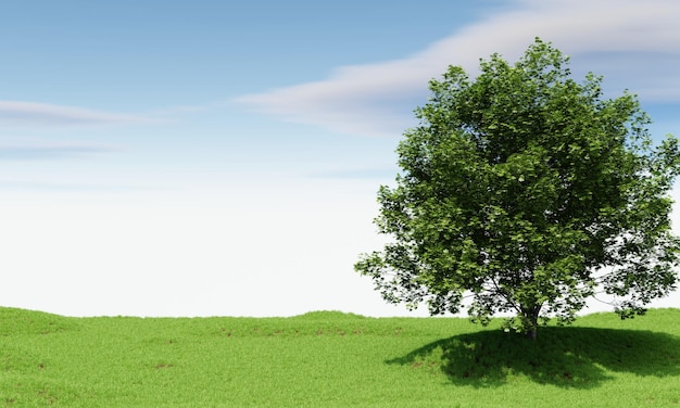 Big tree with blue sky background Nature and landscape concept 3D illustration rendering