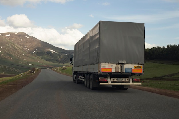 A big truck on a countryside road