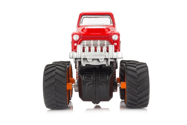 Photo big truck toy color red isolated on white background