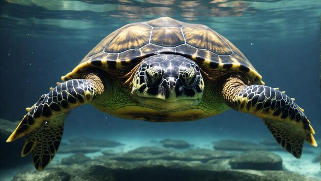 写真 水の中の大きなカメ