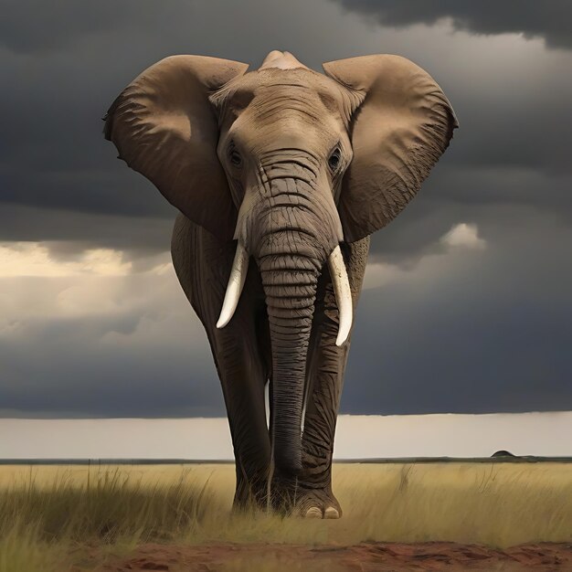 Photo a big tusk male elephant ai