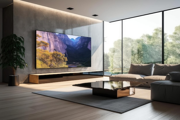 Big Tv In A Living Room Elegant living room AI