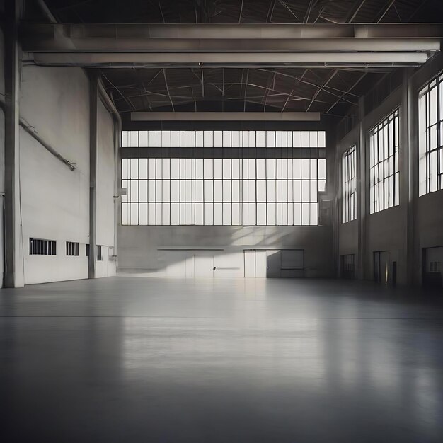 Photo a big warehouse with a big ceiling