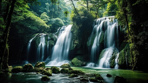 Photo big waterfall in forest