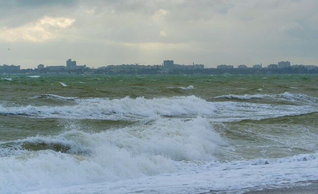 Big waves on the Black Sea. A storm off the coast of Yevpatoria .Crimea.