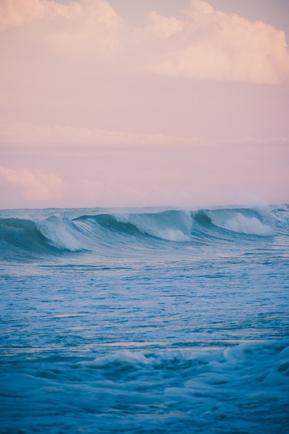 Big waves during sunset