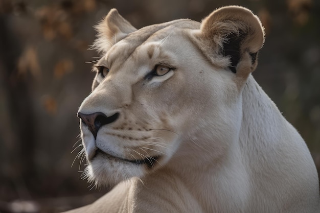 Big white lionesses looking at the camera beautiful background savannah background ai generated