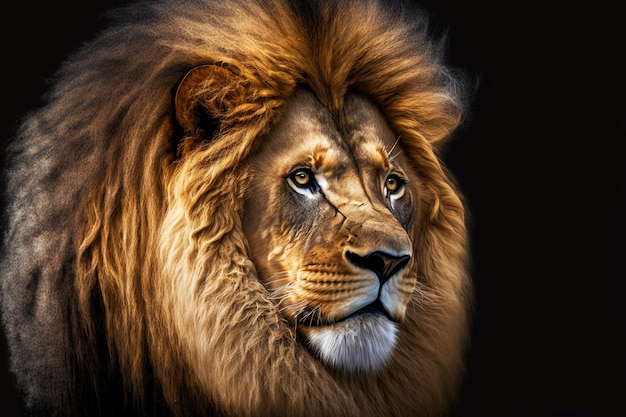 Big wild cat closeup portrait of lion head