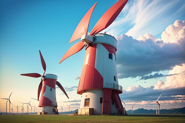 Большая ветряная турбина является новым способом чистой энергии и защиты окружающей среды