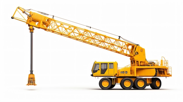 Big yellow construction crane for heavy lifting