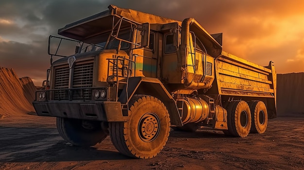 Big yellow mining truck for coal anthracite Open pit mine industry