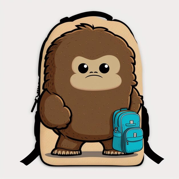 Bigfoot draagt een schooltas vectorillustratie