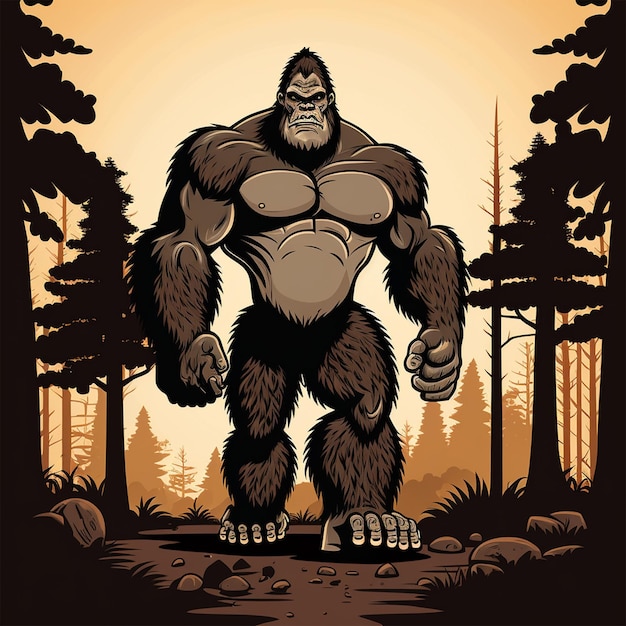 Foto illustrazione vettoriale del carattere completo del corpo bigfoot