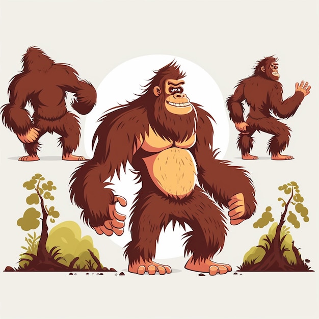 Bigfoot full body Character Vector Illustration