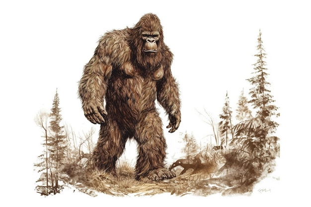 Bigfoot isolated on white background Generated by AI