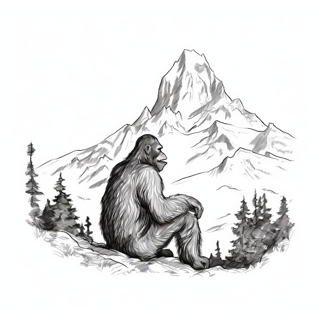 Photo bigfoot's loneliness on the mountain