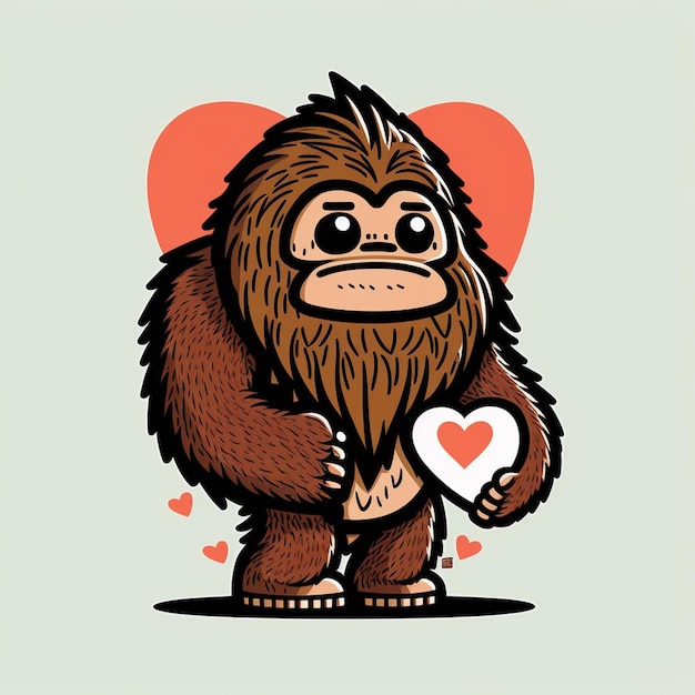 Bigfoot Valentine Vector Illustration