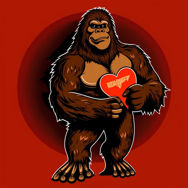 Photo bigfoot valentine vector illustration