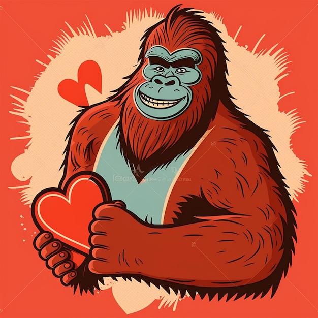 Bigfoot Valentine Vector Illustration