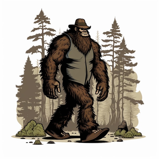 Bigfoot che indossa un'illustrazione vettoriale del cappello