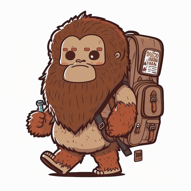 Bigfoot wearing a school bag Vector Illustration