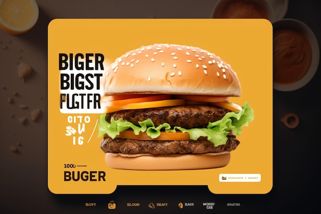 写真 より大きなハンバーガーファーストフードソーシャルメディア広告投稿テンプレートデザイン