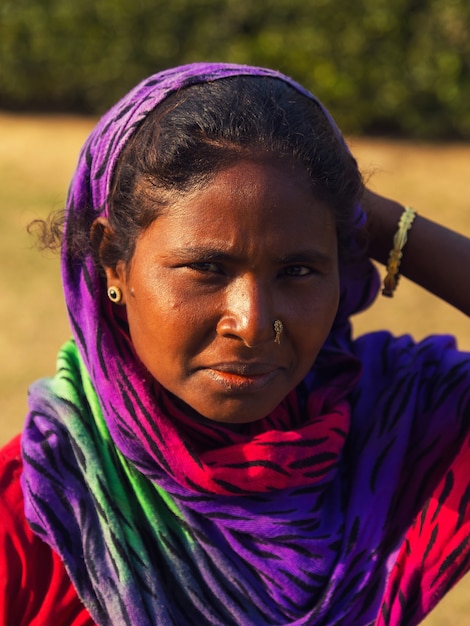 Bihar India - February 14,  2016 : Unidentified people standing beside the road