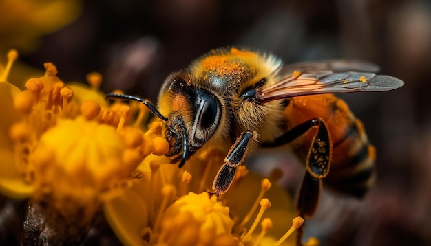 bij op gele bloem bij op bloem