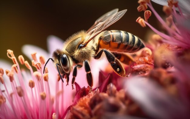 Foto bij op roze bloem