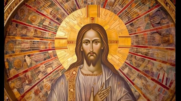 Foto bijbelletters christelijke kunst jezus christus dat is mijn king way of the cross of stations of the cross generative ai