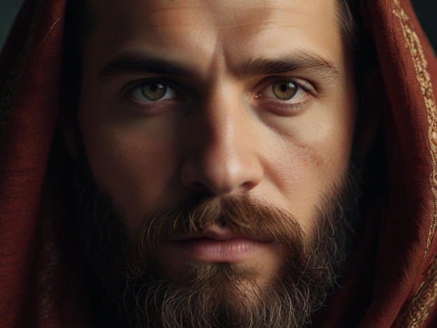Bijbels personage Portret van een serieuze man met een baard
