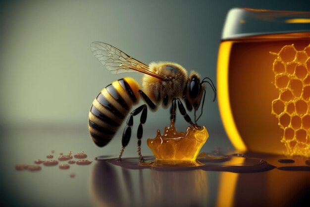 Bijen en honing van dichtbij bekijken van natuurinsect
