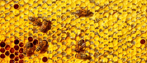 Bijen in een bijenkorf op was Verse honing