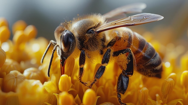 Bijen verzamelen nectar op een honingraat