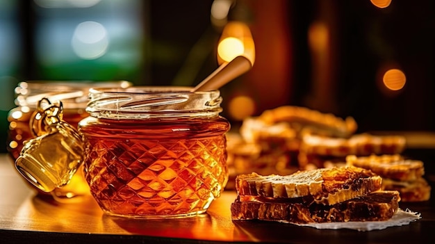 Foto bijenkorfhoning op tafel