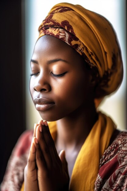 Bijgesneden opname van een vrouw in gebed
