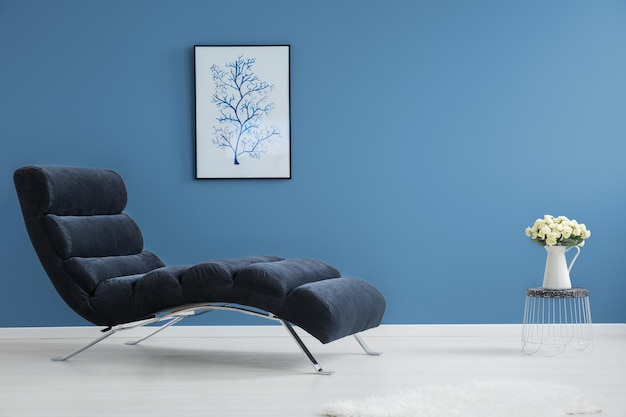 Bijna totaal blauw interieur