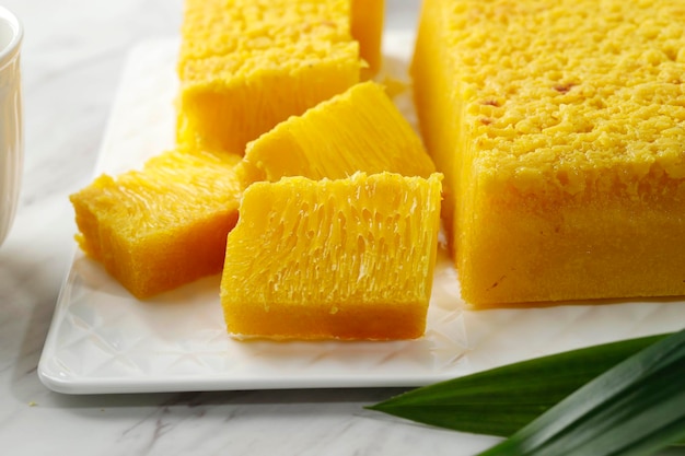 Bika Ambon Honeycomb Cake with Yellow Color Oleh Oleh from Medan