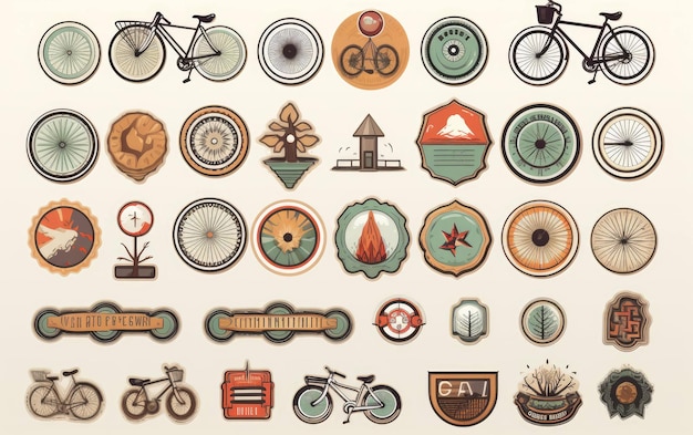 Photo bike accessories with oldschool flair on white background