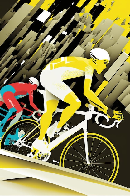 Bike race on road Generative AI illustration