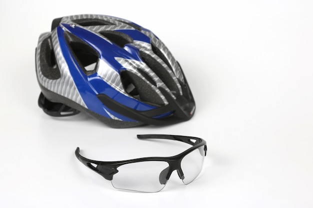 Bike transparent glasses on the background of the helmet