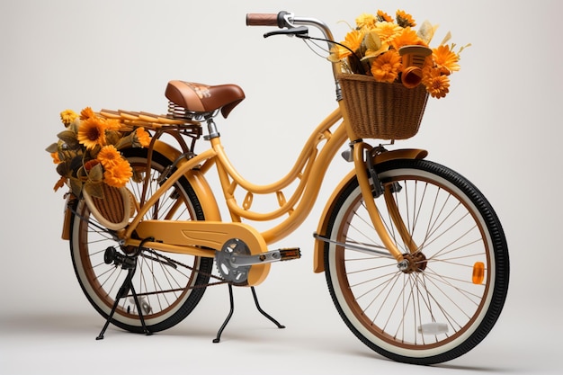 Photo bike with basket filled with sunflowers