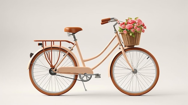 Foto una bicicletta con sopra un cesto di fiori