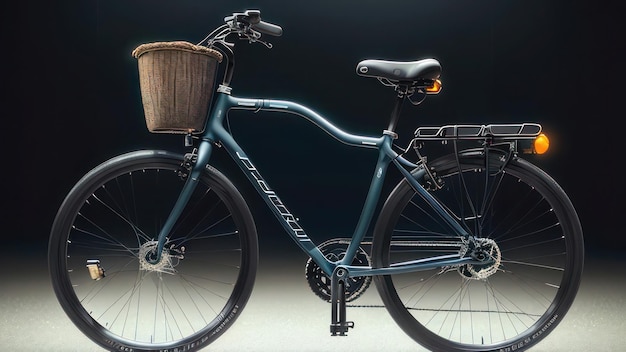 A bike with a basket on the front and the word bike on the front.