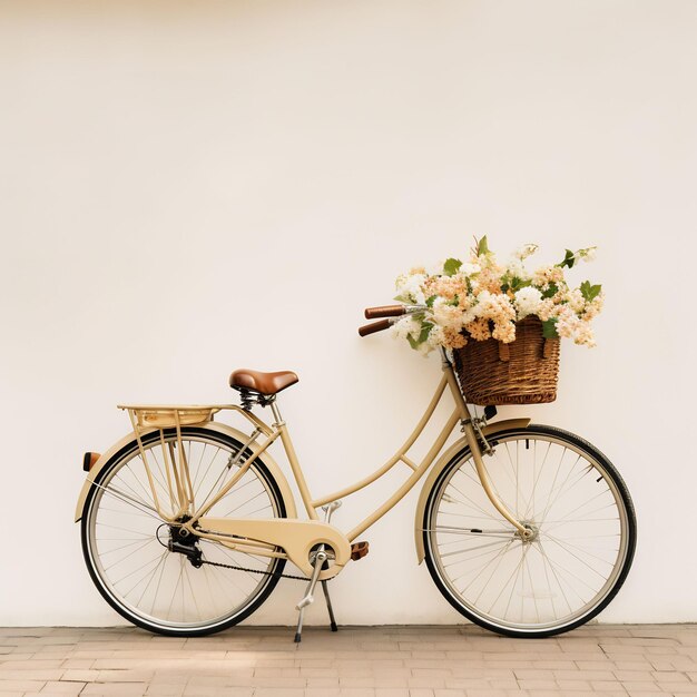 その上に自転車の引用と書かれたバスケットを持つ自転車