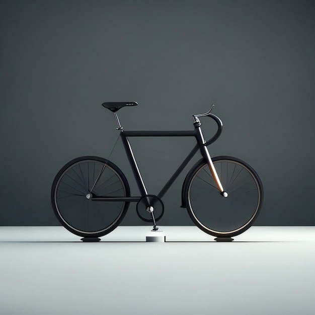 a bike with a black frame and a grey background