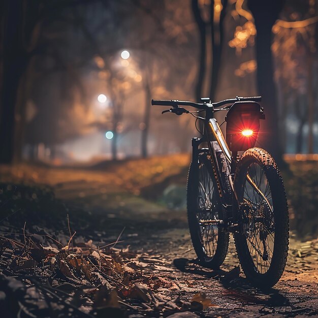 Photo a bike with a red light on the back is lit up