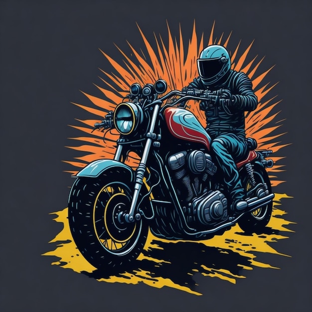 Фото Мотоциклистское приключение на горе в свете заката с черным фоном винтаж ретро концепция