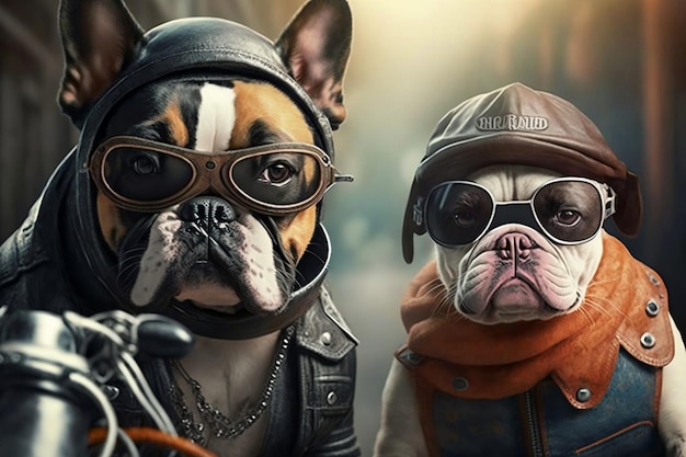 Photo biker dogs ai