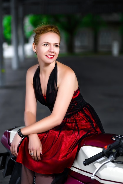 Biker girl on a motorcycle